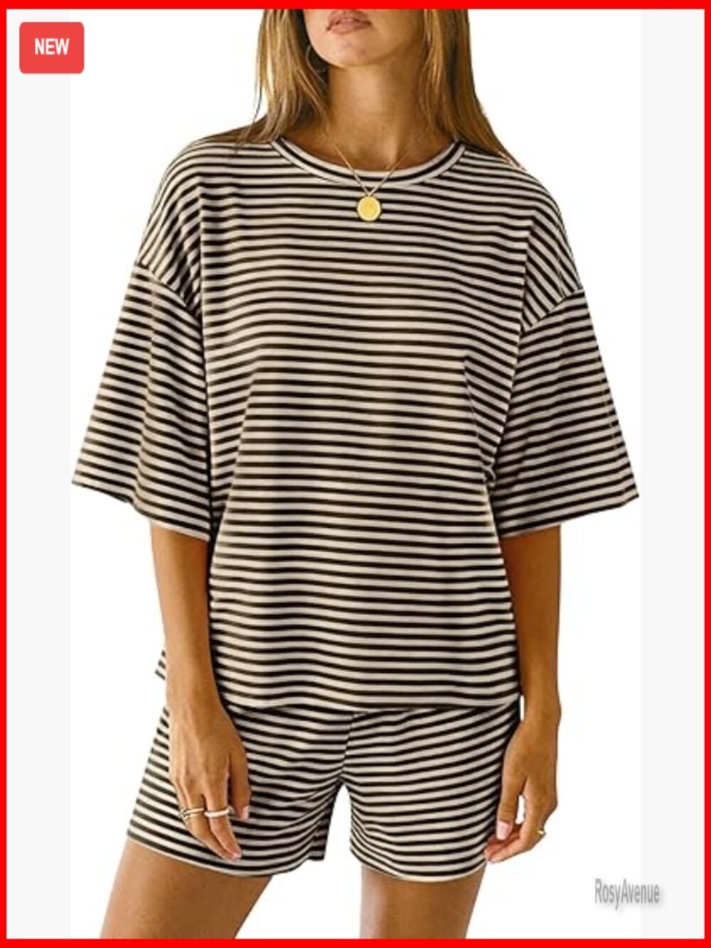 2 Piece Pajama Set 3/4 Sleeve Top & Elastic Waist Shorts Lounge Set